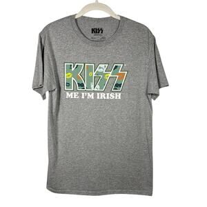 Kiss Gray Cotton Blend "Kiss Me I'm Irish" Graphic T-Shirt Women's Small